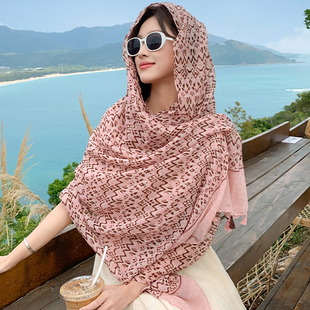 民族风腰果纹丝巾女春夏季 防晒度假旅游披肩流苏围巾出片斗篷 薄款