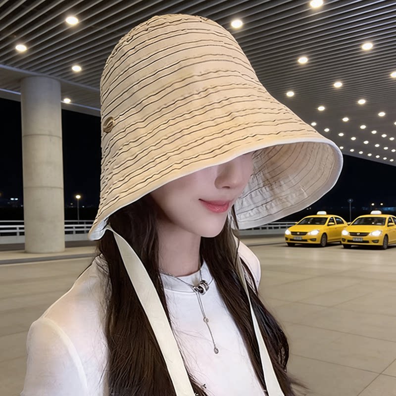 春夏极简系带大檐防晒渔夫帽女