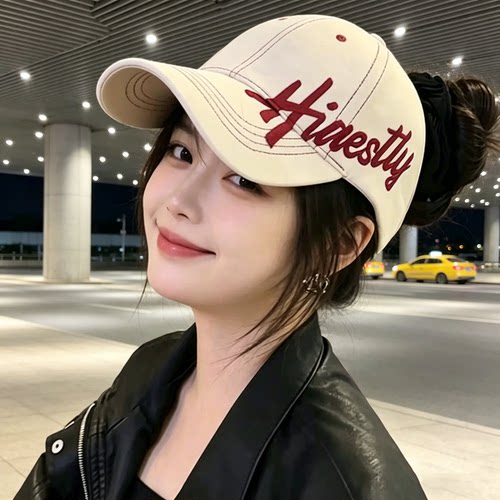 美式复古字母刺绣防晒空顶棒球帽