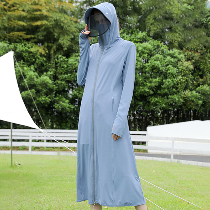 黑胶防晒衣女长款夏季2025新款紫外线骑车全身长款罩衫冰丝防晒服