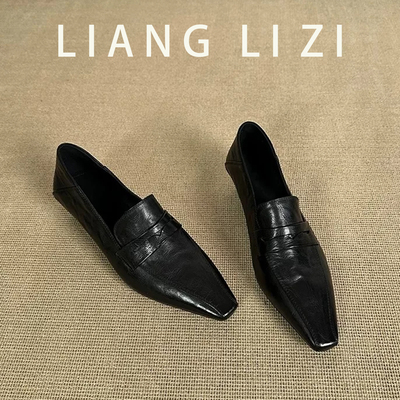显瘦通勤百搭乐福鞋女法式一脚蹬