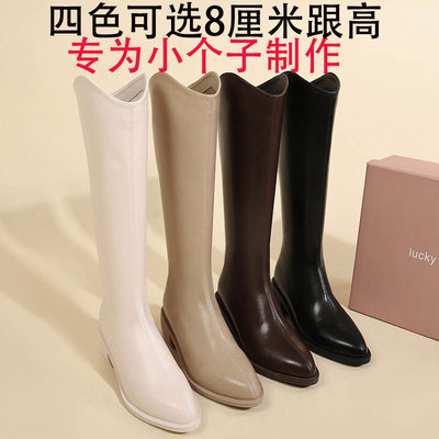 长筒牛仔靴女骑士靴内增高小个子