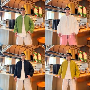 春季新款痞帅百搭潮流美式休闲简约纯色宽松拼接立领男款夹克外套