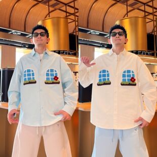 潮流个性 百搭时尚 宽松休闲小众文艺风男款 长袖 外套 春季 衬衫 新款