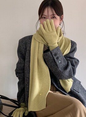 韩代同款定制色青芥黄软糯糯围巾女2025高级感青年加长保暖围脖冬