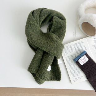 羊毛混纺针织围巾女2026秋冬季 软糯糯毛线保暖情侣围脖披肩女 新款