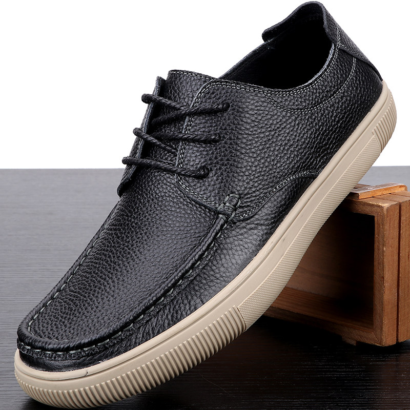 대외 무역  가죽 남성 캐주얼 가죽 신발 영국 다재다능한 레이스 업 운동화 부드러운 밑창 통기성 있고 편안한 드라이빙 슈즈