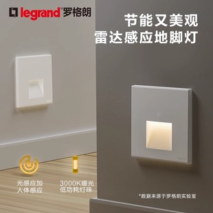 罗格朗家用86型楼梯过道雷达感应地脚灯光感走廊小夜灯陶瓷白色
