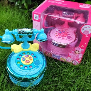 新款多功能电话机玩具可拨号复古座机带灯光音乐早教电话