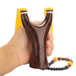 檀木胖飞虎弹弓  扁皮飞虎叉 实木黑檀 铜头掌中宝弹弓架精准大力