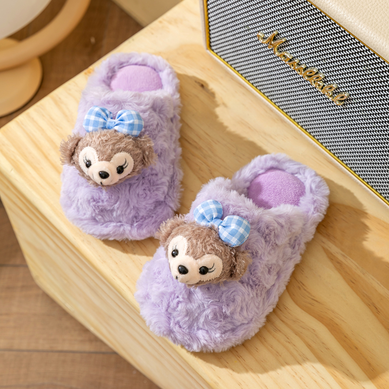 小女孩冬季女童棉拖鞋可爱女孩雪莉玫公主拖鞋室内保暖宝宝棉拖