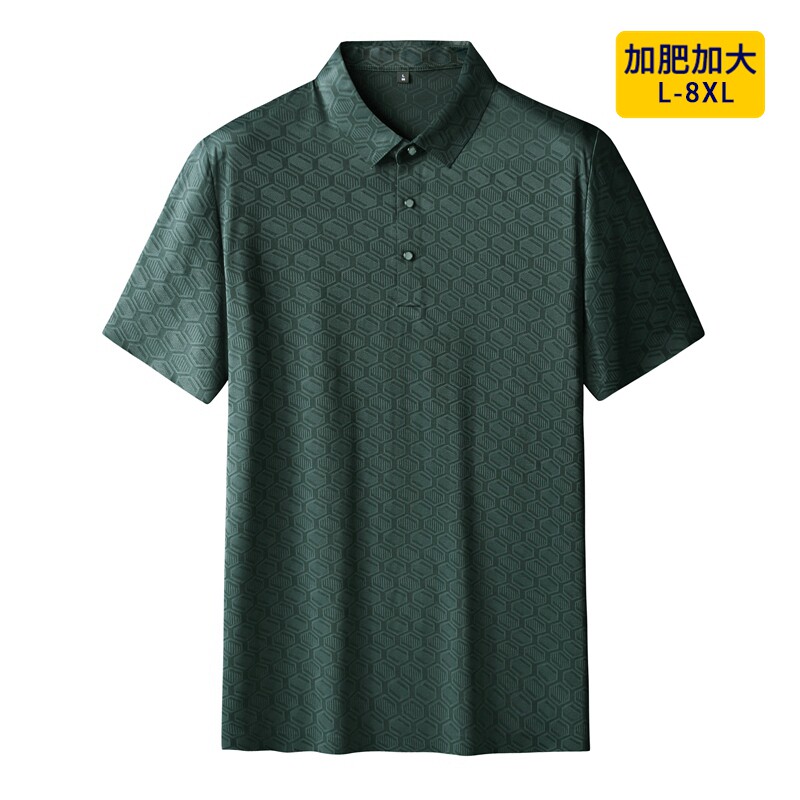 新款胖子爸爸短袖数码印花POLO衫加大码宽松休闲男士冰丝速干T恤