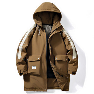 90%白鸭绒胖子羽绒服 冬季加肥加大码男士外套中长款宽松休闲加厚