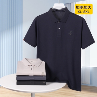 商务短袖polo衫男夏季薄款简约休闲T恤加肥加大男款宽松棉质上衣