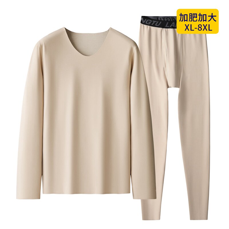 大码男士双面德绒保暖内衣套装加肥加大冬季加厚肥佬打底秋衣秋裤