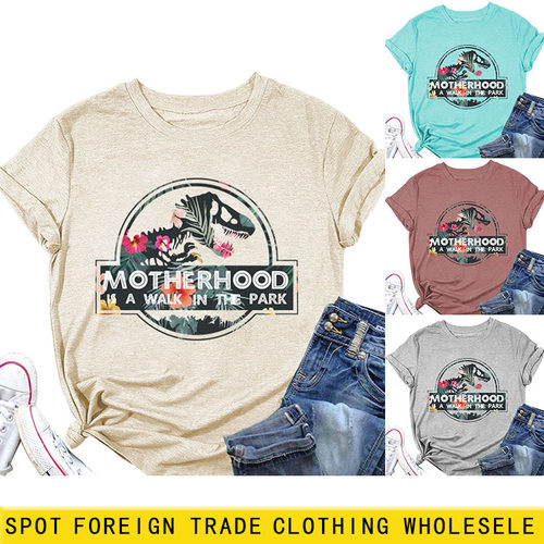 MOTHERHOOD IS A WALK IN THE PARK亚马逊大码圆领欧美字母短袖衫