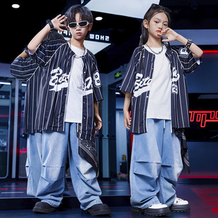 少儿poppingc街舞棒球服短袖牛子裤套装男女孩bboy夏季儿童hiphop