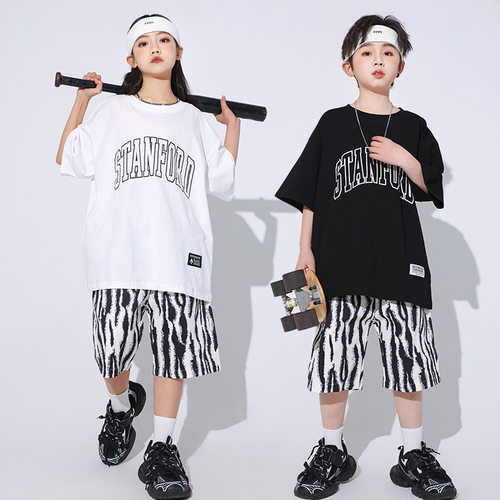 儿童街舞短裤演出服嘻哈套装