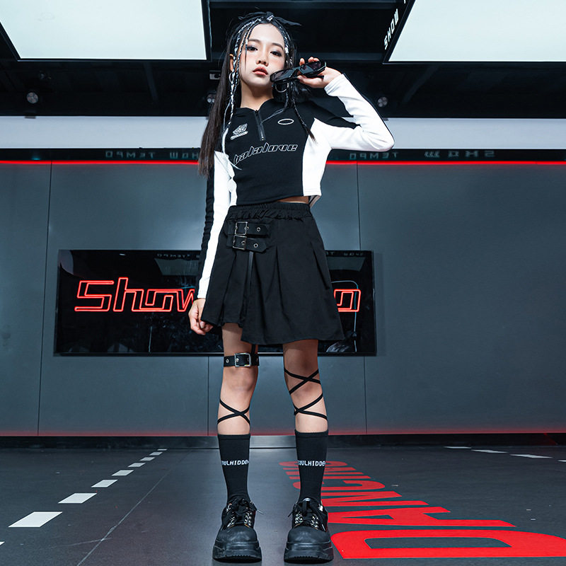 女孩爵士舞霸气酷炫jazz演出服套装短裙洋气走秀HIPHOP露脐装模特