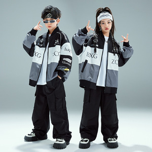 街舞儿童秋冬poppin潮演出服男童bboy夹克外套装hiphop童装架子鼓