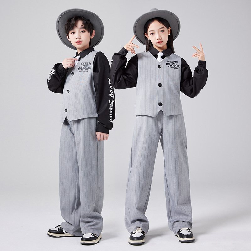 儿童街舞演出服西服震撼舞套装