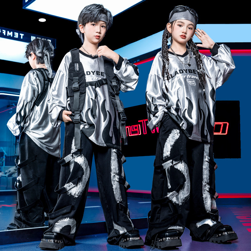 儿童街舞演出服嘻哈潮服马甲班服