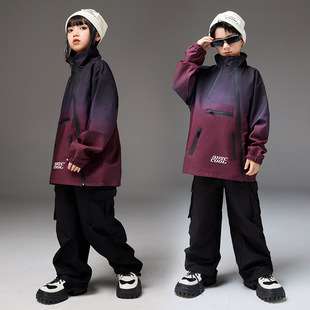 街舞儿童潮服酷炫渐变外套秋冬男童套装hiphop炸街演出服走秀bboy
