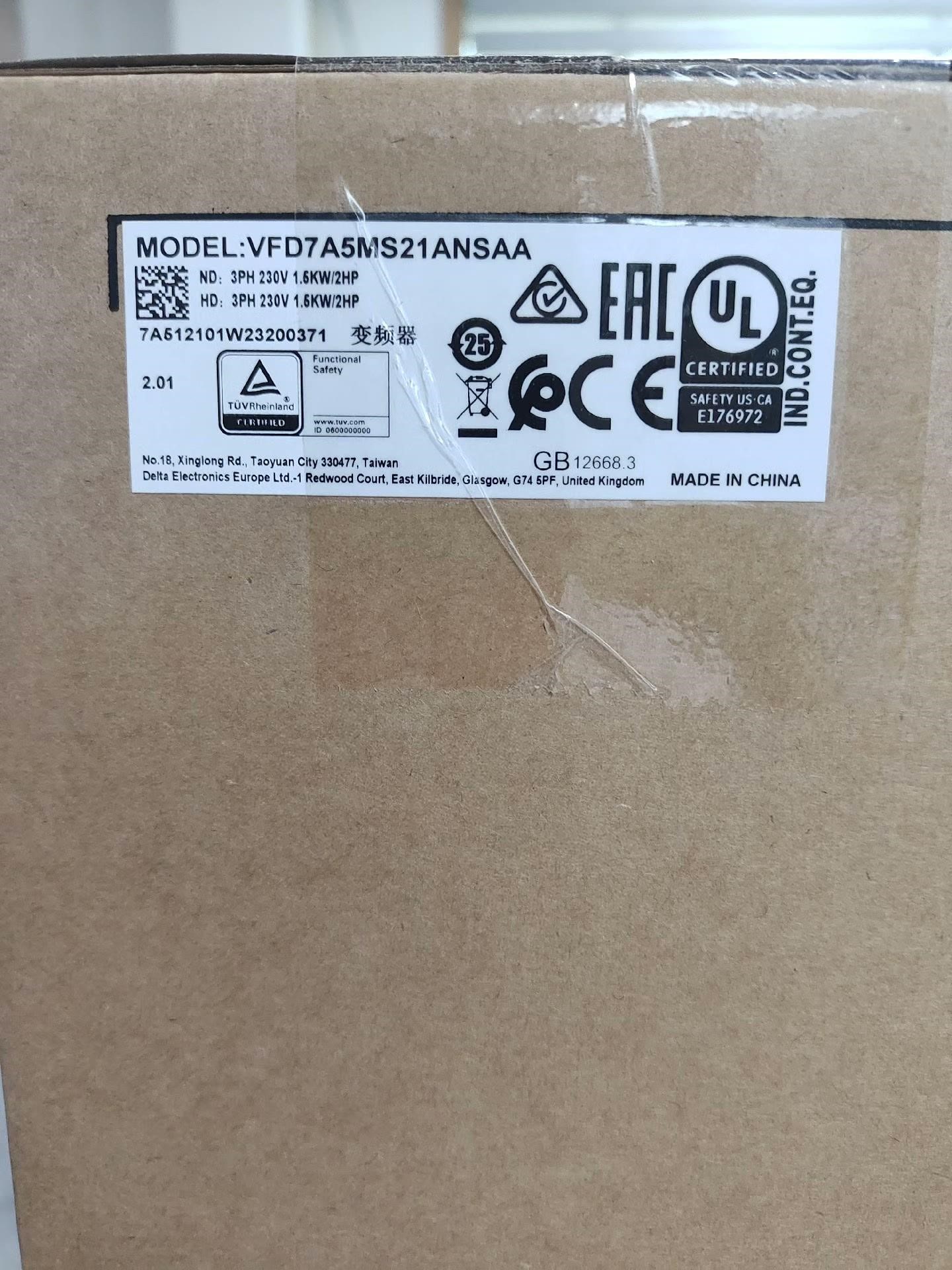 VFD7A5MS21ANSAA 台达变频器,全新原装正品,现