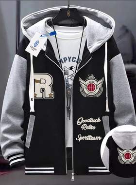 潮牌棒球服男女装2025秋冬青少年帅气一套加绒夹克学院外套棒球衫