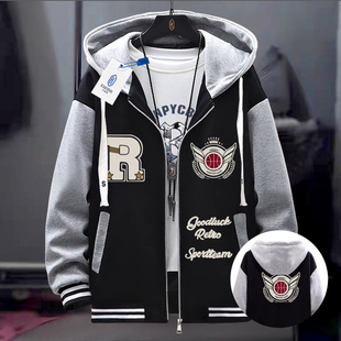 潮牌棒球服男女装 2025秋冬青少年帅气一套加绒夹克学院外套棒球衫