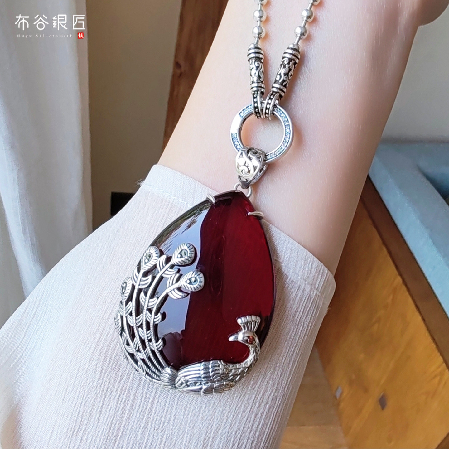 纯银石榴石吊坠女百搭国风毛衣链水滴项坠复古饰品送长辈妈妈礼品,饰品/流行首饰/时尚饰品新,银饰吊坠,淘宝优惠券,粉丝福利购,淘宝优惠卷