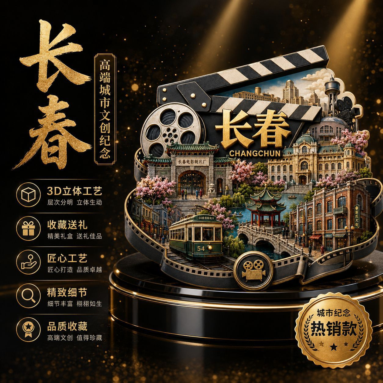 【长春】城市旅游金属磁吸冰箱贴电影制片厂文旅景点纪念品伴手礼