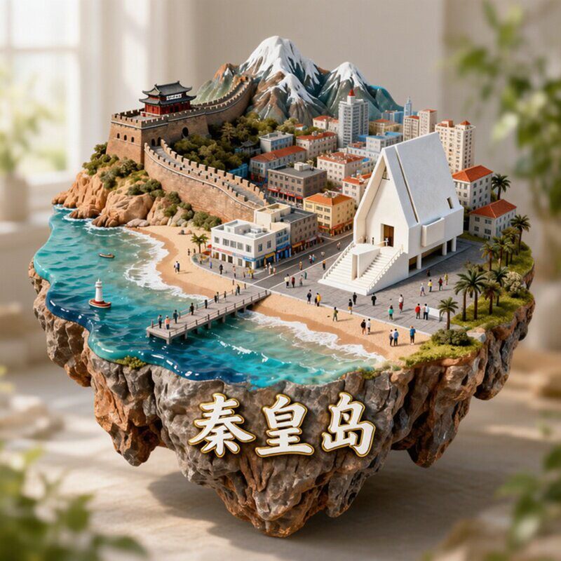 秦皇岛金属磁吸冰箱贴山海关北戴河港万里长城景点文创纪念伴手礼
