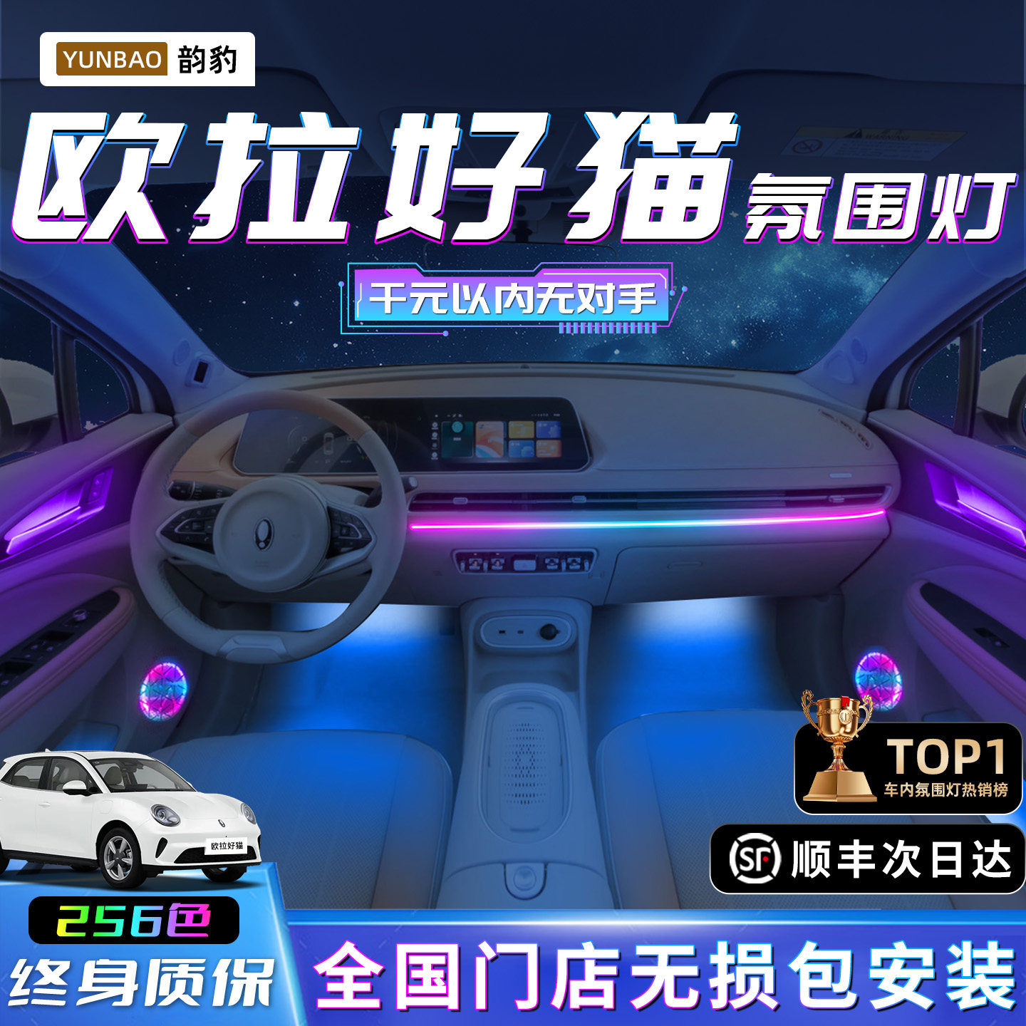 长城欧拉好猫氛围灯gt车改装件车内装饰汽车专用25款气氛用品迎宾