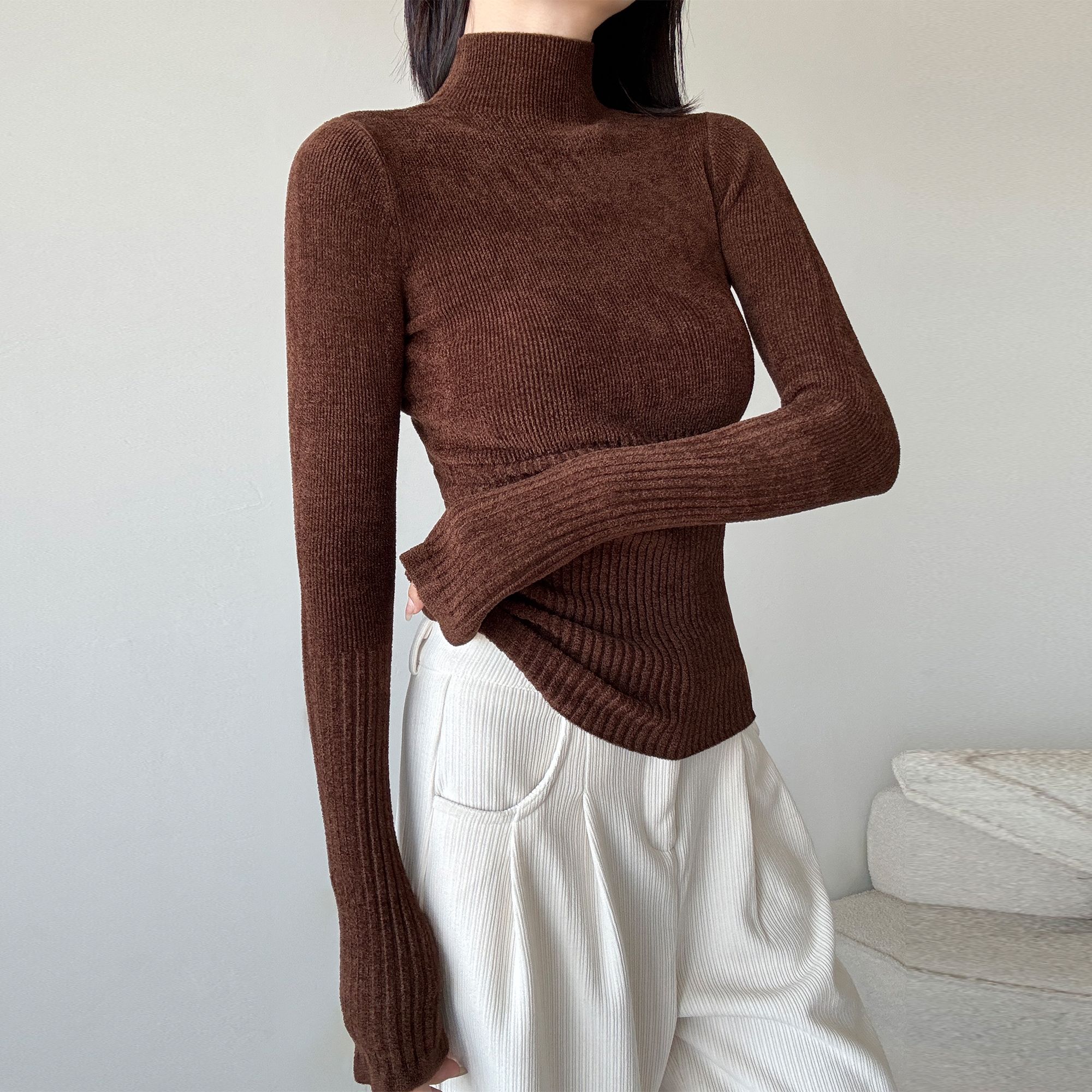 美拉德高领毛衣女打底衫25秋冬高级感修身洋气长袖内搭针织衫上衣