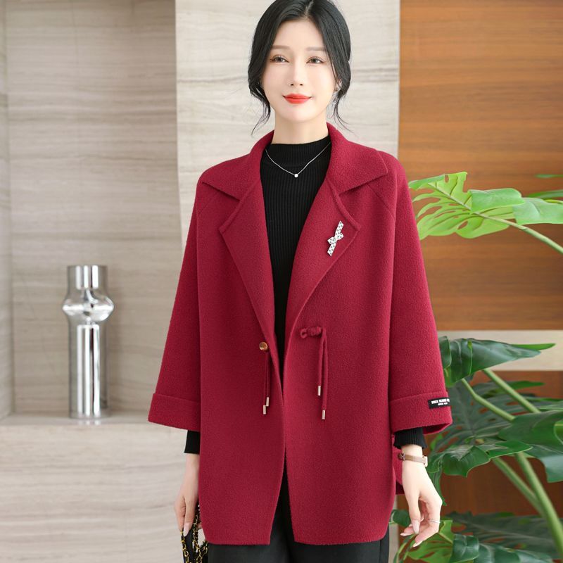 喜妈妈春秋外套加肥加大码中老年人女装大衣婚宴礼服中长款开衫厚