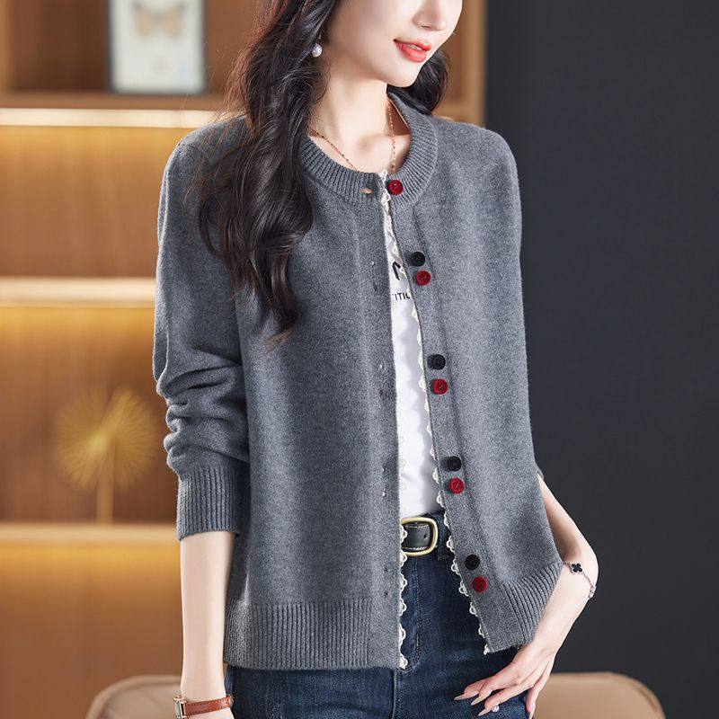 年轻妈妈春秋2025针织开衫女短款宽松洋气圆领上衣毛衣外套加大码,女装/女士精品,毛针织衫,淘宝优惠券,粉丝福利购,淘宝优惠卷