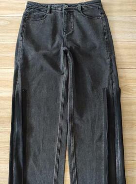 O家 105 秋冬新款高腰女士直筒裤宽松显瘦加厚无弹牛仔长裤