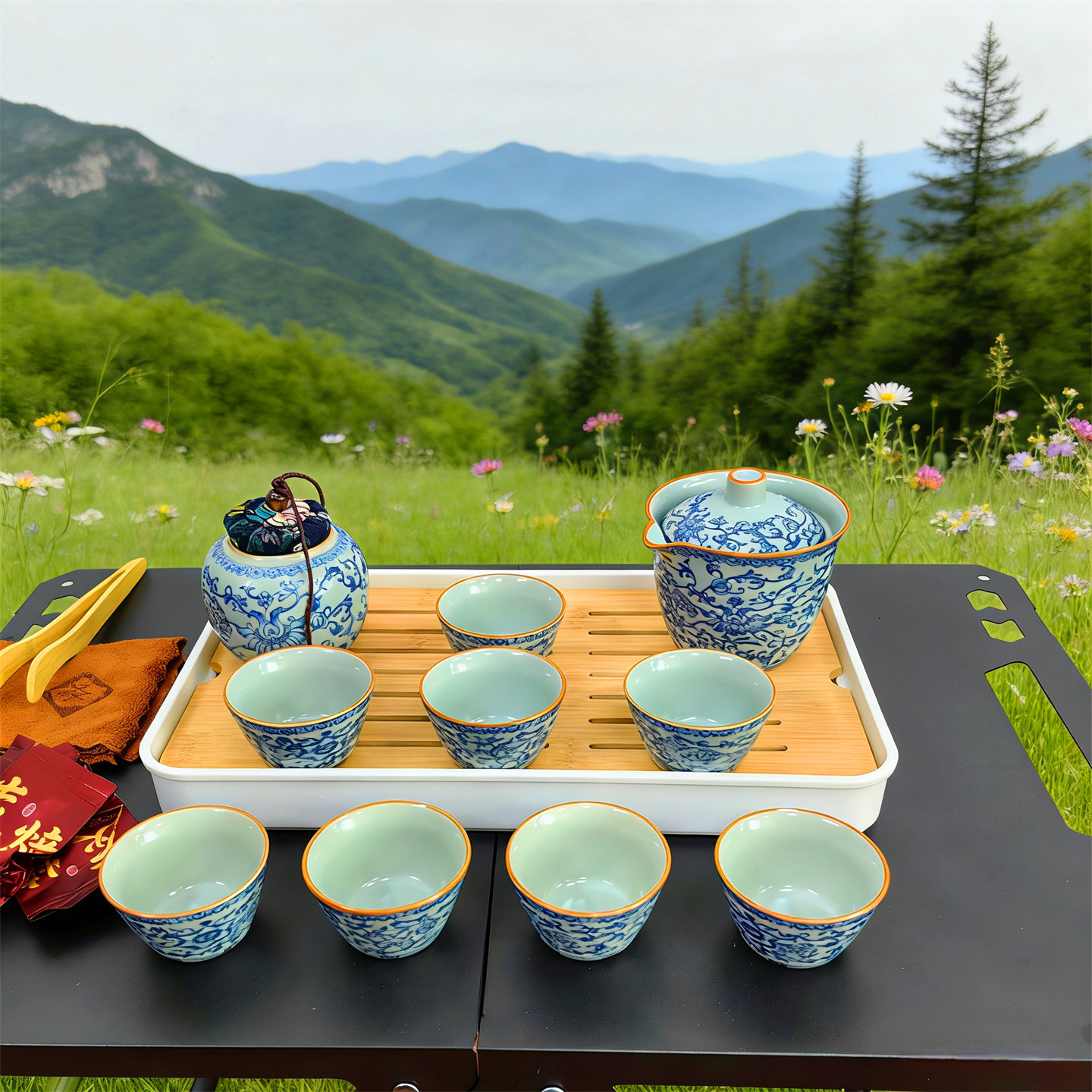 2026新款旅行功夫茶具套装便携收纳户外泡茶盖碗杯茶台一整套礼盒