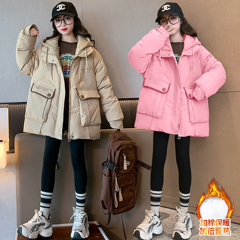 女童中长款夹棉加厚棉服