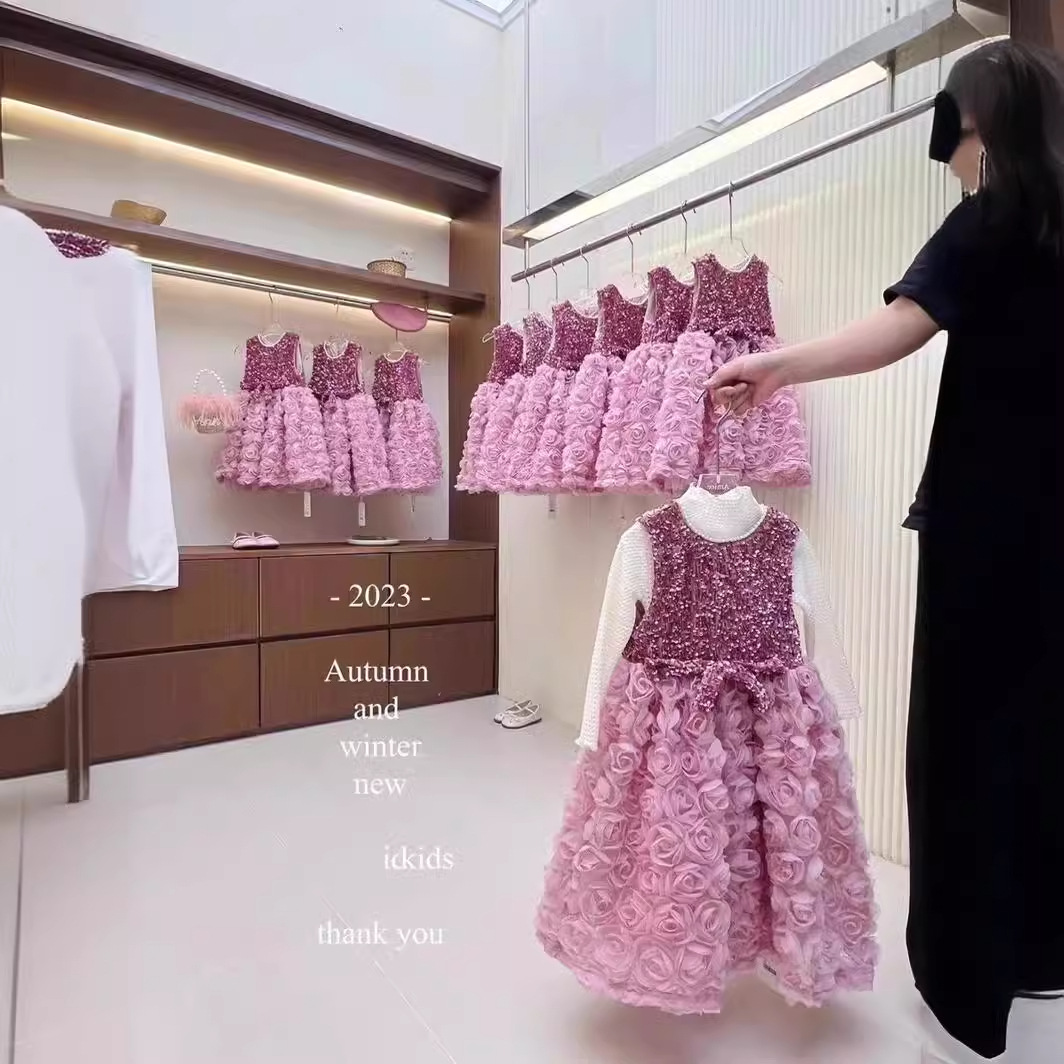 儿童礼服公主裙小众轻奢新款女童玫瑰庄园背心裙公主裙礼服蓬蓬裙