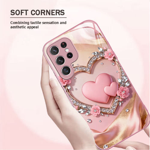 A55苹果17SamsungS26+三星S24ultra手机壳23外S25FE心形22u钻石54玻璃case56适用16plus女15高级感小众粉色14