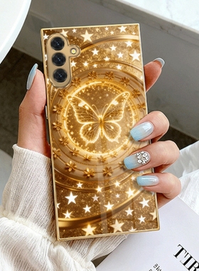 A56SamsungS25三星S23ultra手机壳26+加S24FE蝴蝶22plus电镀54玻璃53case适用16女21u高级感55苹果17外14电话