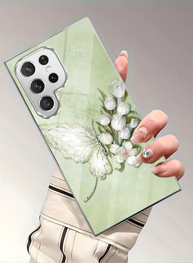 A56苹果17SamsungS25+三星S23ultra手机壳21加S24fe蝴蝶22u女生54玻璃53case55适用16plus女21高级感15高颜值