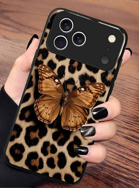 15plus苹果17SamsungS25三星S23fe手机壳A56加S24ultra女S22u豹纹54玻璃53case55适用52蝴蝶21+14好看16冬m36