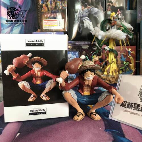 GK KOA海贼王动漫 吃鸡腿吃肉蹲姿草帽路飞  模型 盒装手办摆件