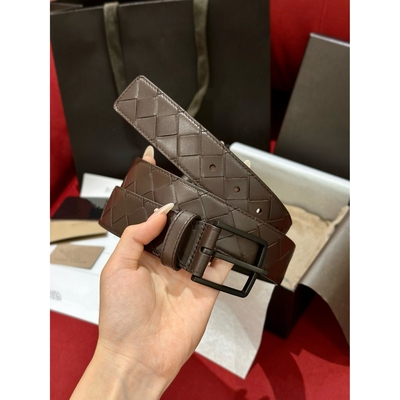 男士高端B家手工编织皮带真皮进口牛皮马蹄针扣休闲百搭商务腰带