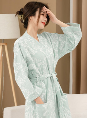 全棉可穿式浴巾纯棉纱布浴袍男女士新款大码成人睡袍浴衣夏季薄款
