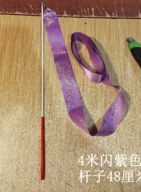 10个包邮闪紫色4米彩带儿童体操彩带 成人飘带 丝带彩带 舞蹈七彩