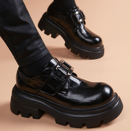 德比鞋男搭扣真皮透气